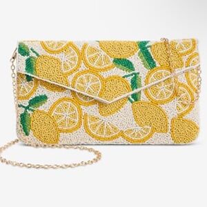 On 34th Hand Beaded Lemons Clutch Shoulder Crossbody Bag NWOT New!